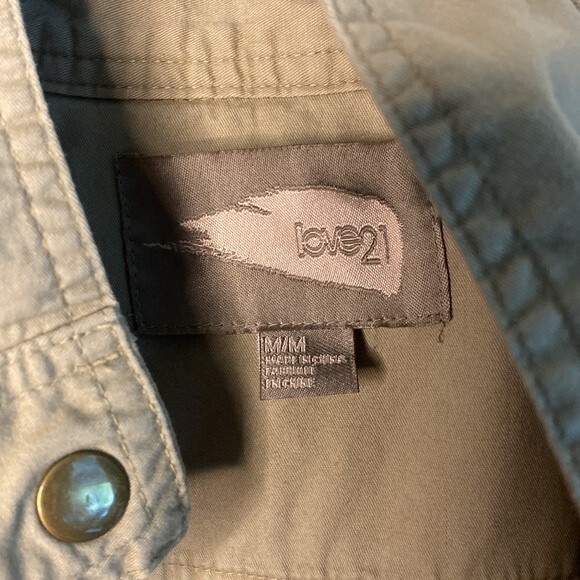 Love 21 cargo moto utility button up Pockets buckles hoodie long sleeve jacket - Picture 5 of 11